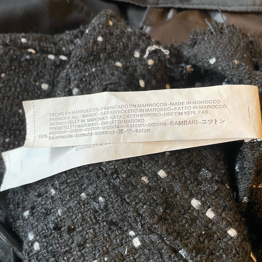 Zara Tweed Dress Black White Mini Bishop Sleeves Medium Work Office - Picture 7 of 7